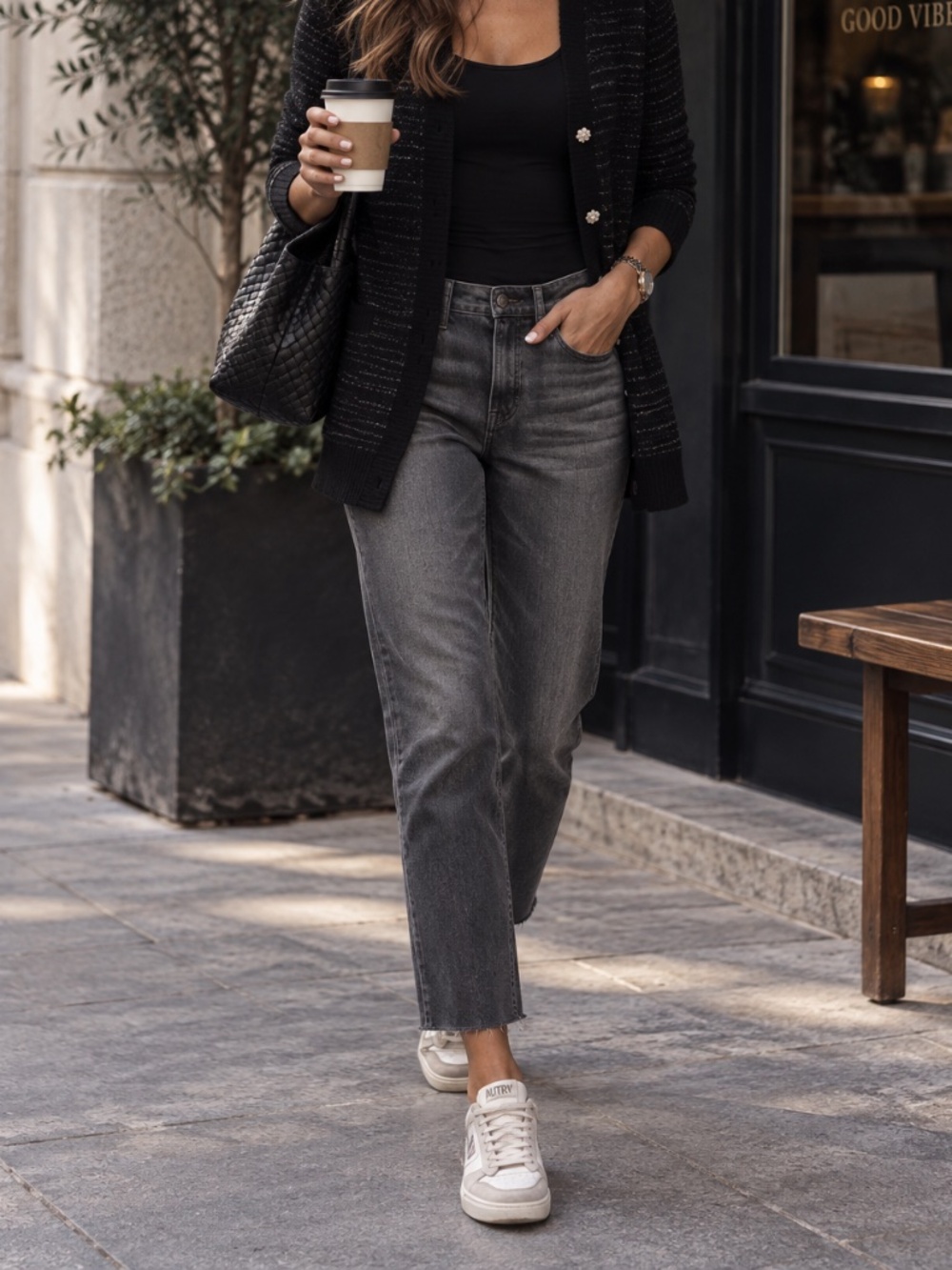 Banana Republic High Rise Slim Ankle Jeans Washed Black/ Petite